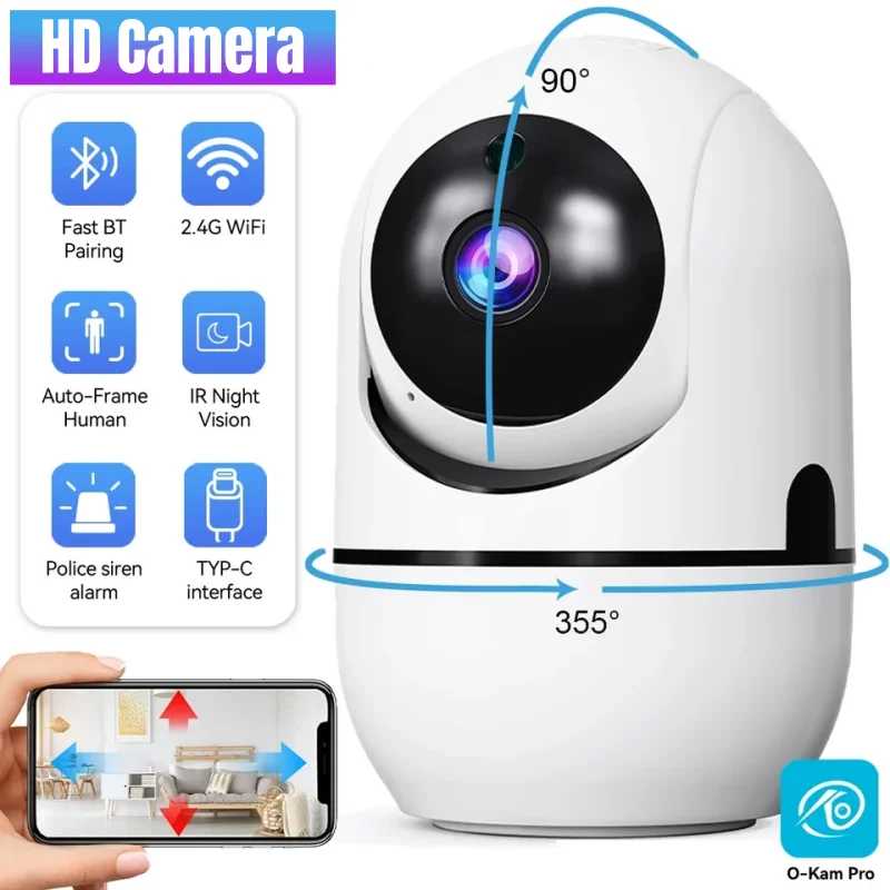 Мини-камера 4K для умного дома с автослежением, Wi-Fi IP-камера 1080P с ночным видением, беспроводная сетевая камера видеонаблюдения для безопасности детей Детали для мобильных телефонов