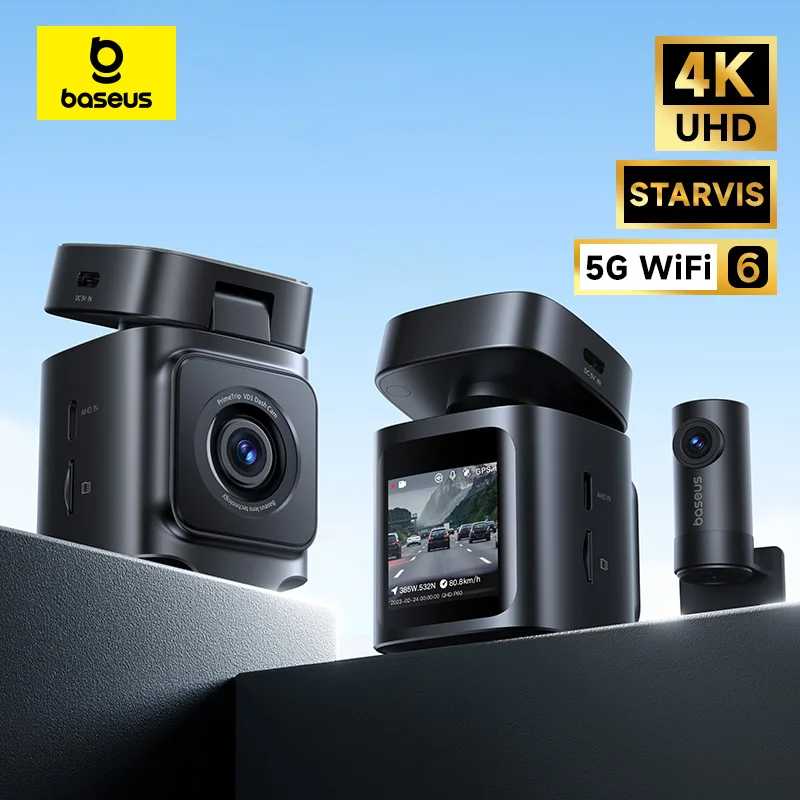 Видеорегистратор Baseus 4K VD1 Pro Передняя и задняя автомобильная камера UHD для датчика SONY Суперкондентическая камера ночного видения WiFi6 DVR Видеорегистратор Автоэлектроника