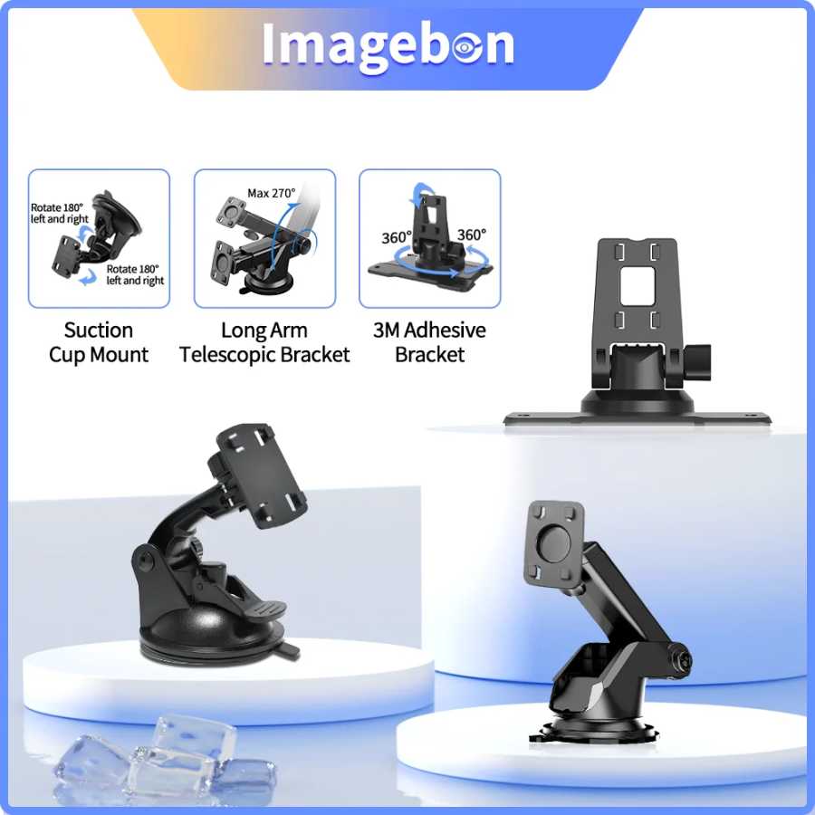 Держатель видеорегистратора Imagebon на присоске, 3 м, липкое крепление, телескопическая подставка с длинной ручкой, подходит для 4 угловых кронштейнов с пряжкой, видеорегистратор Аксессуары для салона