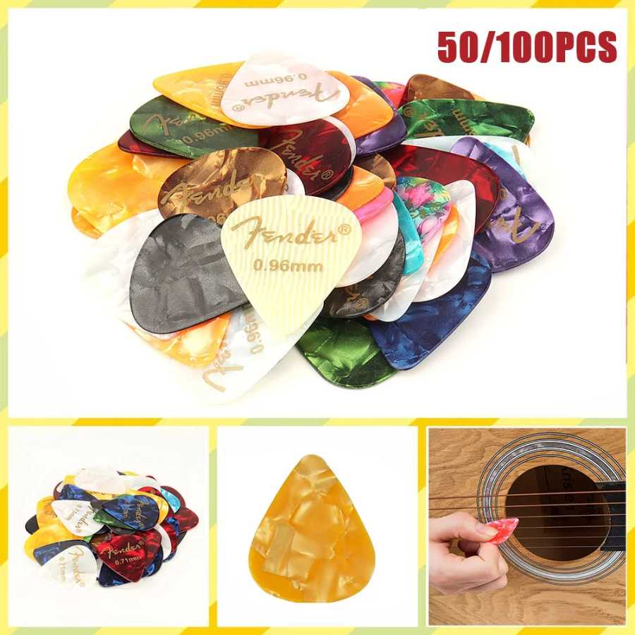 50 и 100 шт. новые акустические медиаторы, плектр, целлулоид, электрические гладкие медиаторы, аксессуары 0,46 мм 0,71 мм 0,81 мм 0,96 мм Музыкальные инструменты