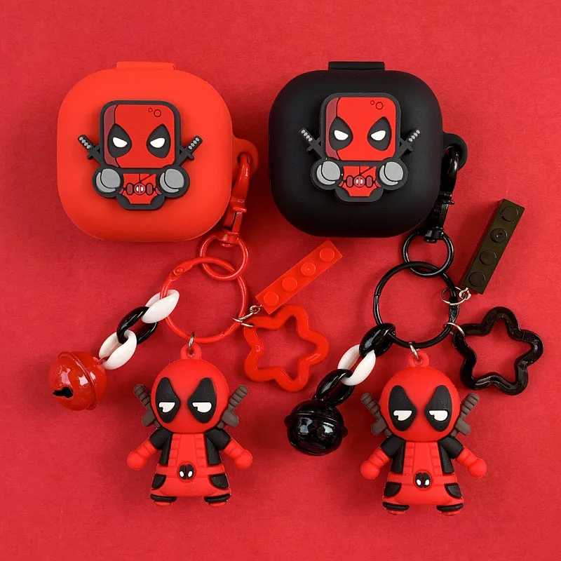 Чехол для наушников Marvel Deadpool для Samsung Galaxy Buds 2/Live/Pro/FE, силиконовые беспроводные наушники-вкладыши, защитный чехол с брелоком Портативное аудио и видео