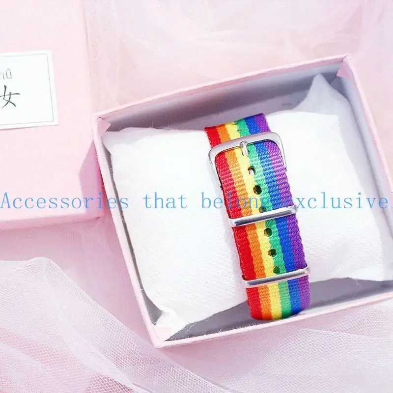 31BB Rainbow Stripe Canvas Woven Bracelet Nylon Watch Band Surprise Gift для мальчика Бижутерия