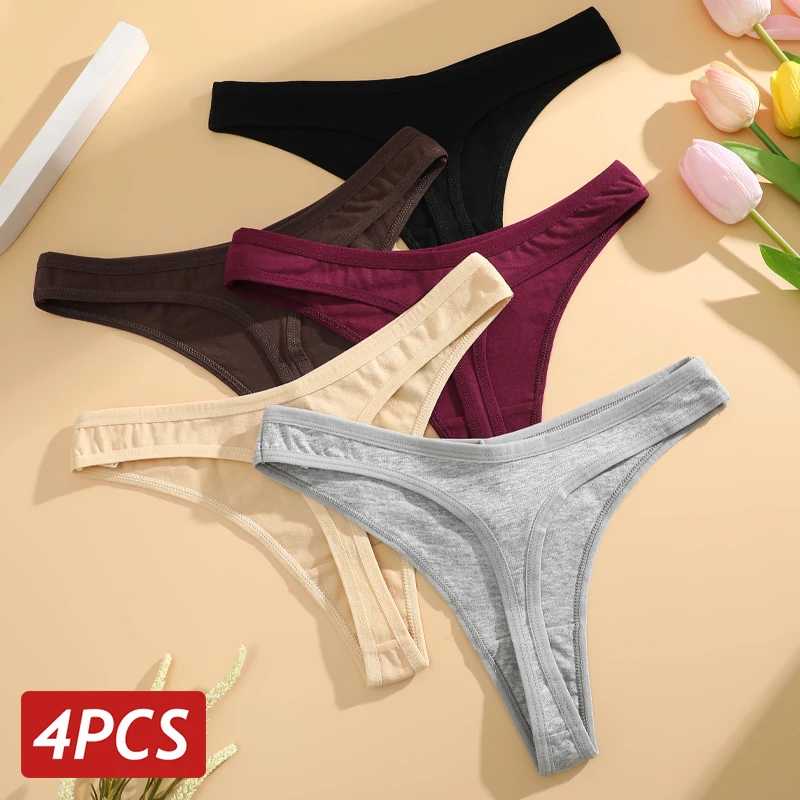4PCS / Set Женские хлопчатобумажные трусики Бесшовные нижние стринги нижняя талия V - образный поясничный чистый воздух нижнее белье Женское мягкое нижнее белье Женское нижнее белье