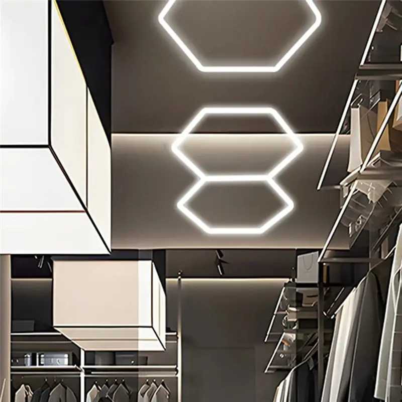 Фотография №1 товара Светодиодная лампа-светильник ABMH-Honeycomb для гаража, шестиугольная, для автосервиса, ремонта кузова,