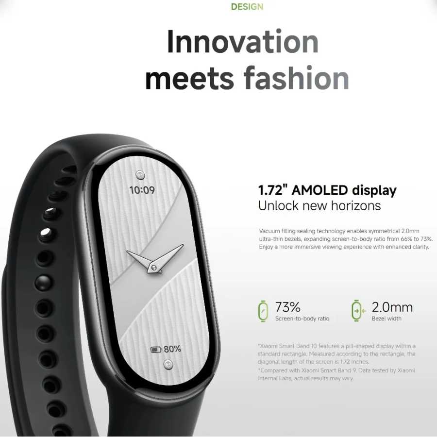 Фотография №2 товара Xiaomi Mi Smart Band 10, глобальная версия, 1,72 дюйма, AMOLED-мониторинг