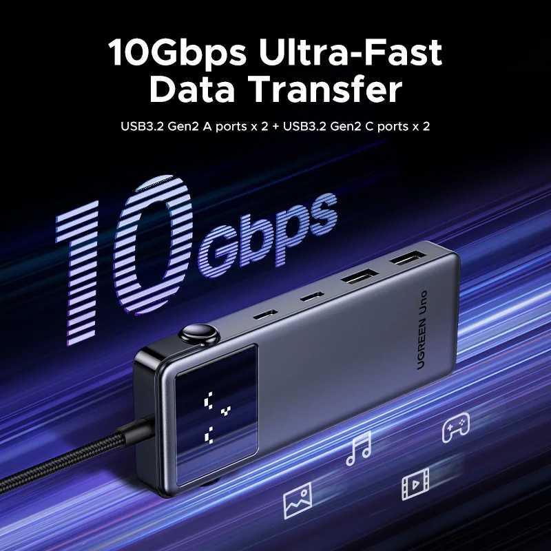 Фотография №3 товара UGREEN Uno USB C HUB 6-в-1 4K60Hz PD100W 10 Гбит/с