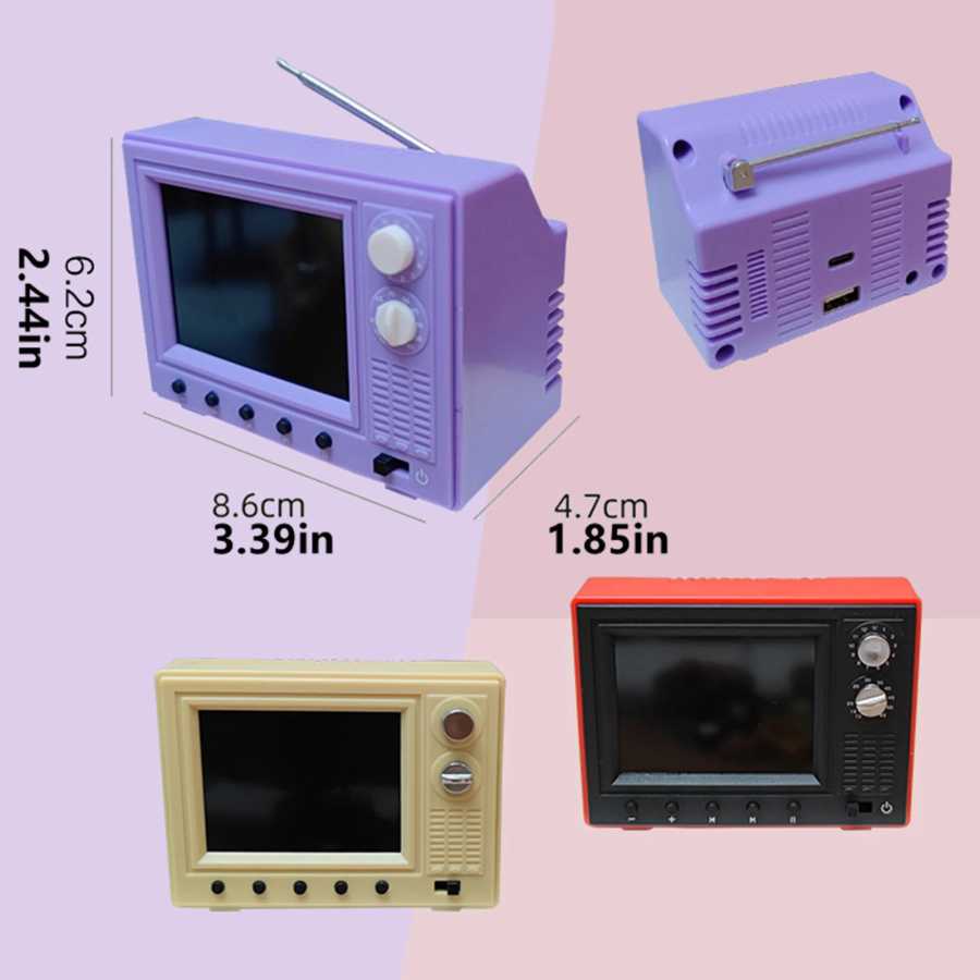 Мини-телевизор для кукольного домика 1/12 с USB-портом, 2,4-дюймовым экраном, памятью 8 ГБ, аккумулятором 600 мАч, миниатюрный ЖК-телевизор для мебели для кукольного домика Видеоигры и аксессуары