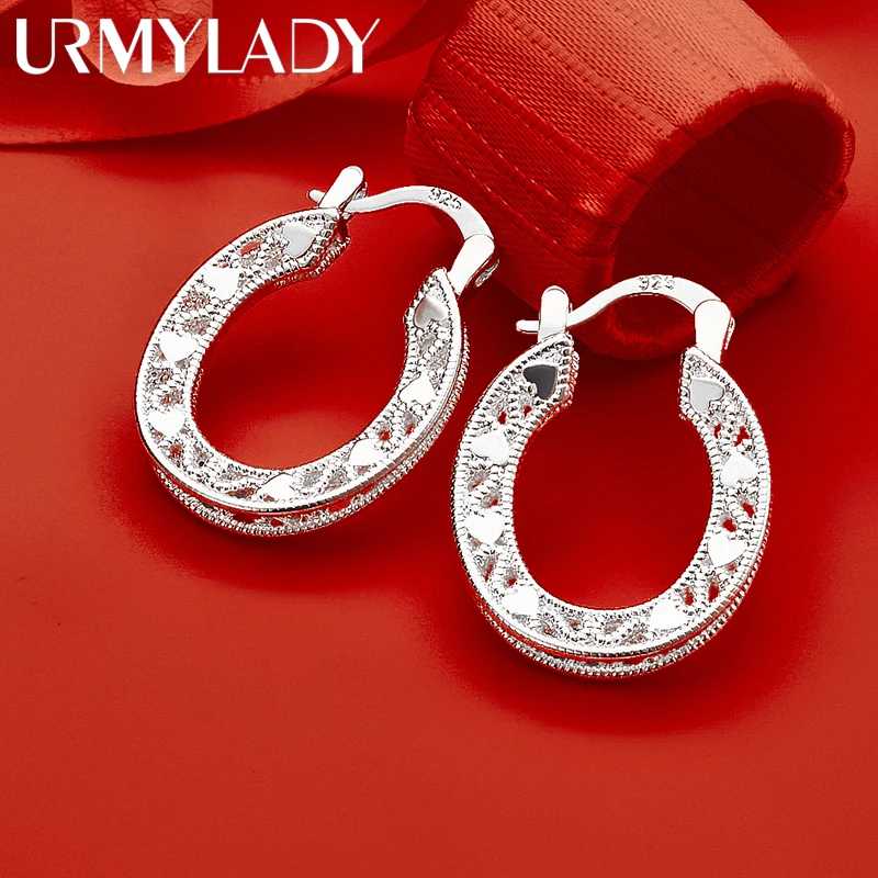 Серьги-клипсы URMYLADY из стерлингового серебра 925 пробы с элегантной резьбой для женщин, роскошные украшения для свадьбы, помолвки, вечеринки, модные очаровательные ювелирные изделия Ювелирные изделия