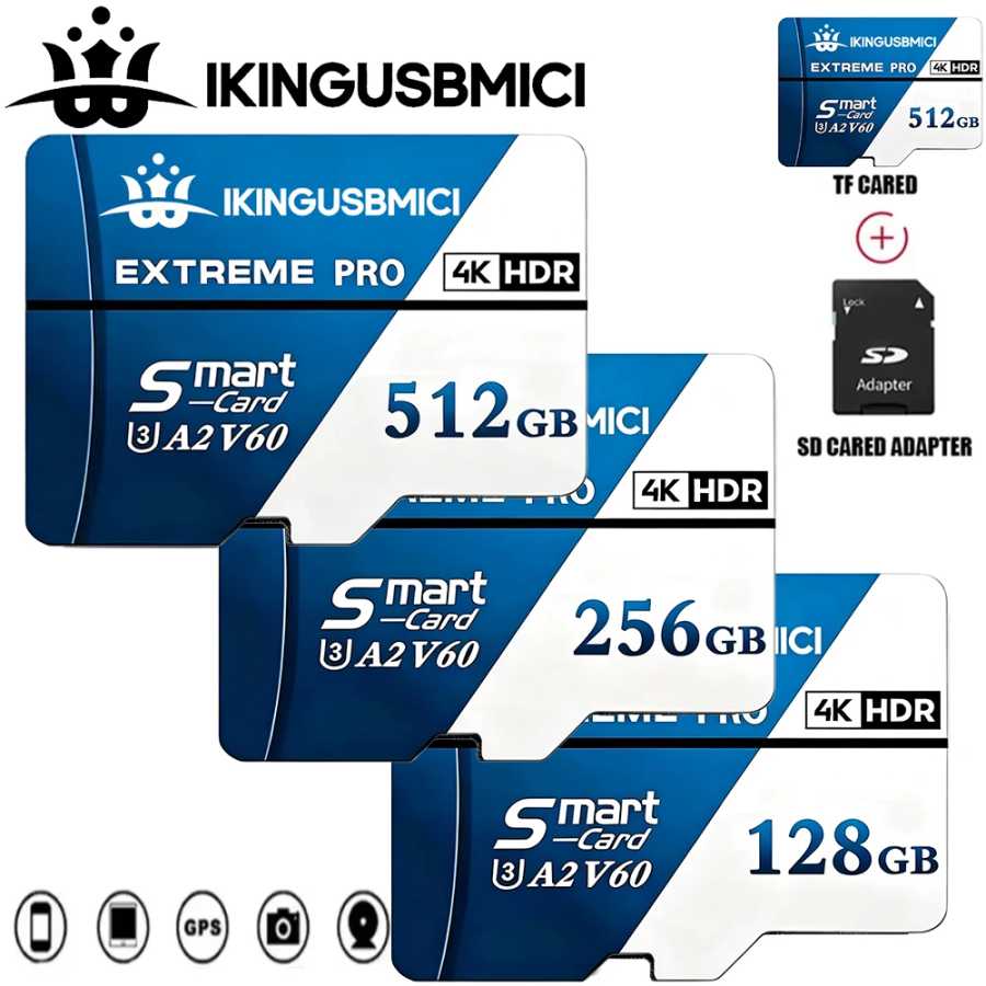 Усовершенствованные карты памяти TF/SD, Micro TF SD Card 32GB 64GB 128GB 256GB 512GB U3 Ultra HD, защита от повреждений, для дронов, ноутбуков, телефонов Хранение данных