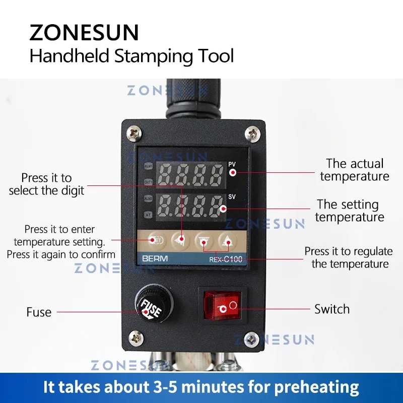 Фотография №2 товара ZONESUN ZS-HST1 ручной фотографический станок для тиснения логотипа Lether DIY