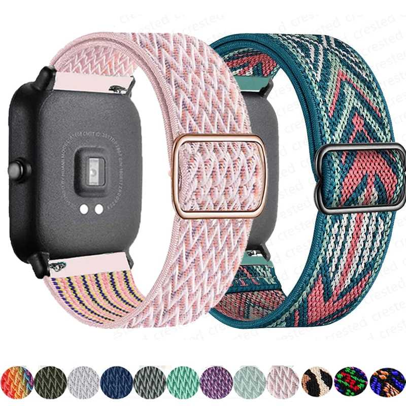 Ремешок 20 мм/22 мм для Amazfit GTS 4/2/GTS2 Mini/GTR/4/3/Pro/GTR2, нейлоновый эластичный браслет для часов Amazfit Bip 6 5/Active 2/Helio Strap 