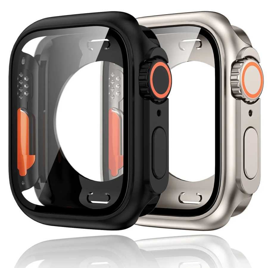Закаленное стекло + чехол для Apple Watch, чехол 46 мм, 42 мм, 45 мм, 44 мм, 41 мм, 40 мм, Защитная пленка для экрана iwatch серии 10 9 8 7 6 SE 5 Аксессуары для часов