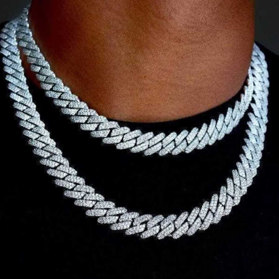 Фотография №1 товара 14 мм Iced Out Prong кубинская цепочка-цепочка для мужчин и