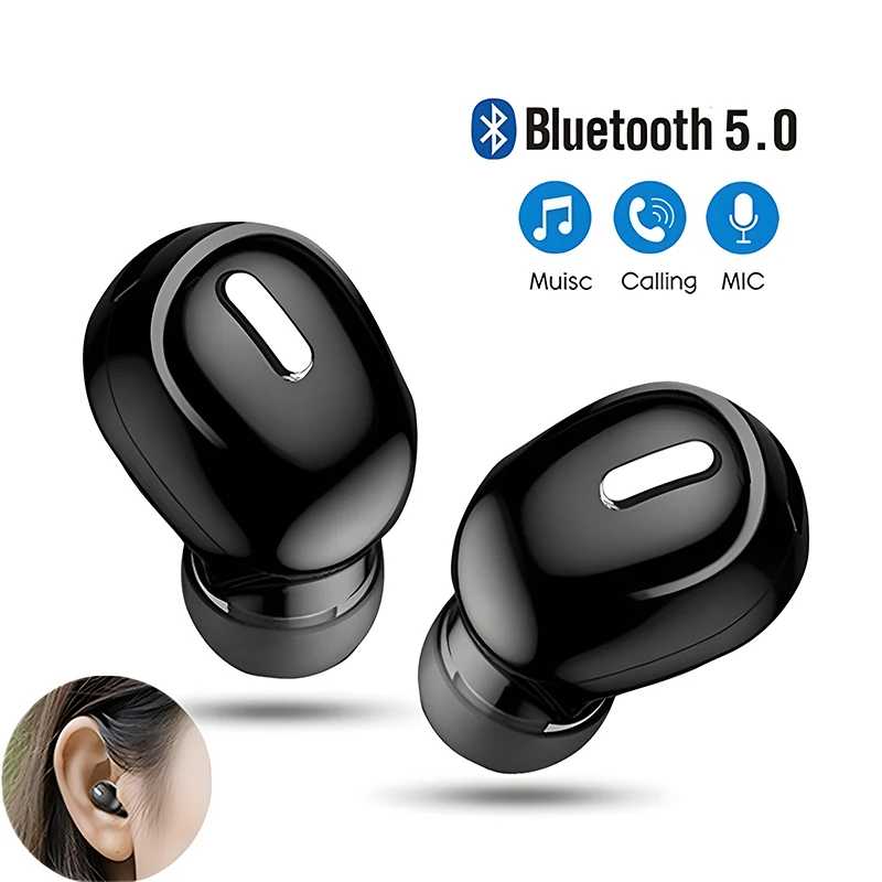 Новые беспроводные наушники Bluetooth 5.0 с микрофоном-вкладышем Спортивные водонепроницаемые наушники TWS Bluetooth Handsfree Одна гарнитура Портативное аудио и видео
