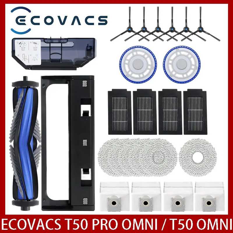ECOVACS T50 PRO OMNI/T50PRO/T50 OMNI Запасные части для робота-пылесоса Основные боковые щетки Салфетки для швабры HEPA-фильтры Мешки для пыли Аксессуары Запчасти для бытовой техники