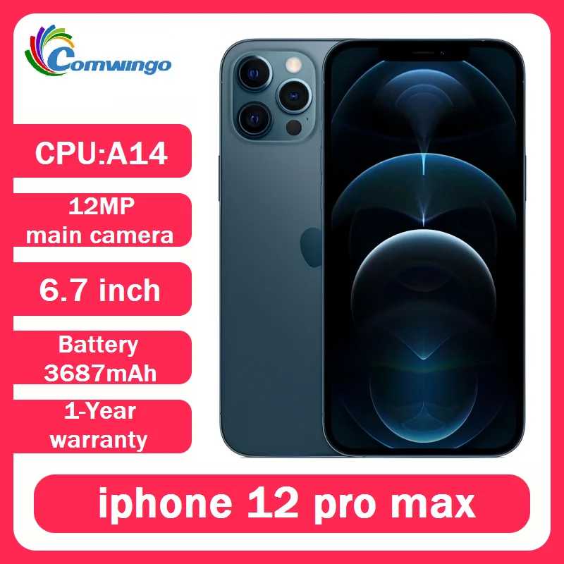 Разблокированный iPhone 12 Pro Max 6.7 дюймов, 128 ГБ/256 ГБ ROM, чип A14 Bionic, оригинальный Apple 12pm, б/у, с Face ID, смартфон Б/У и восстановленные телефоны