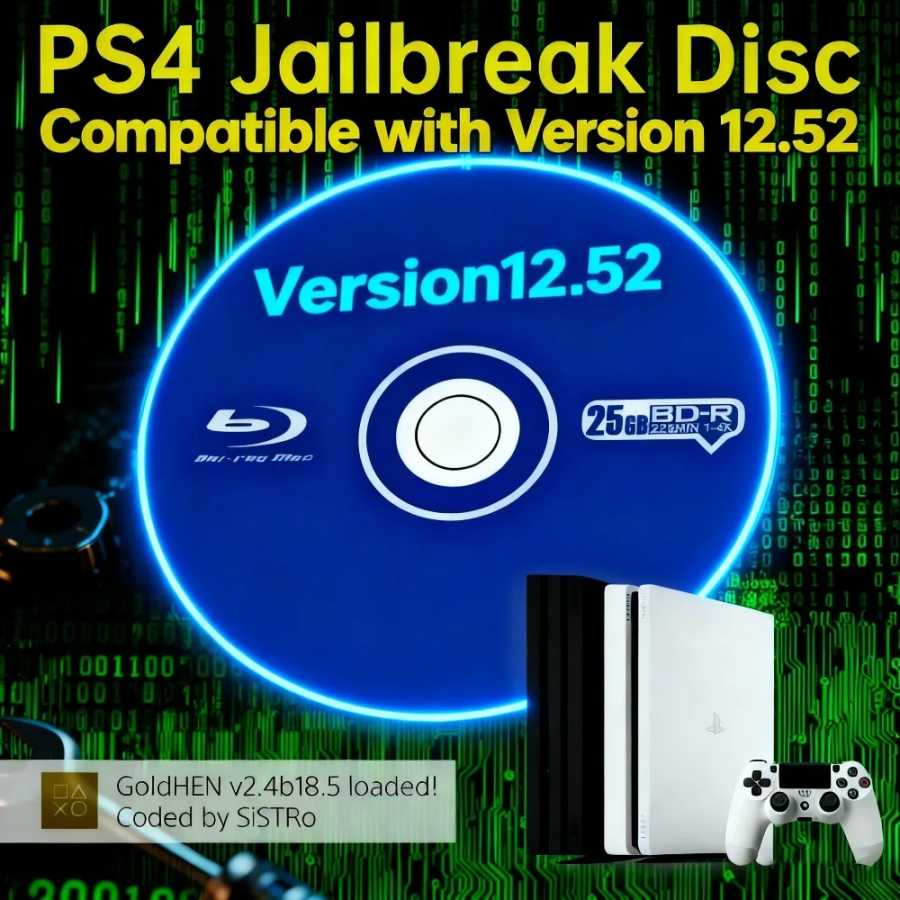 Диск Gold для PS4 с поддержкой последней прошивки 12.52, позволяющий загрузку, выгрузку и резервное копирование игр (Homebrew) Видеоигры и аксессуары