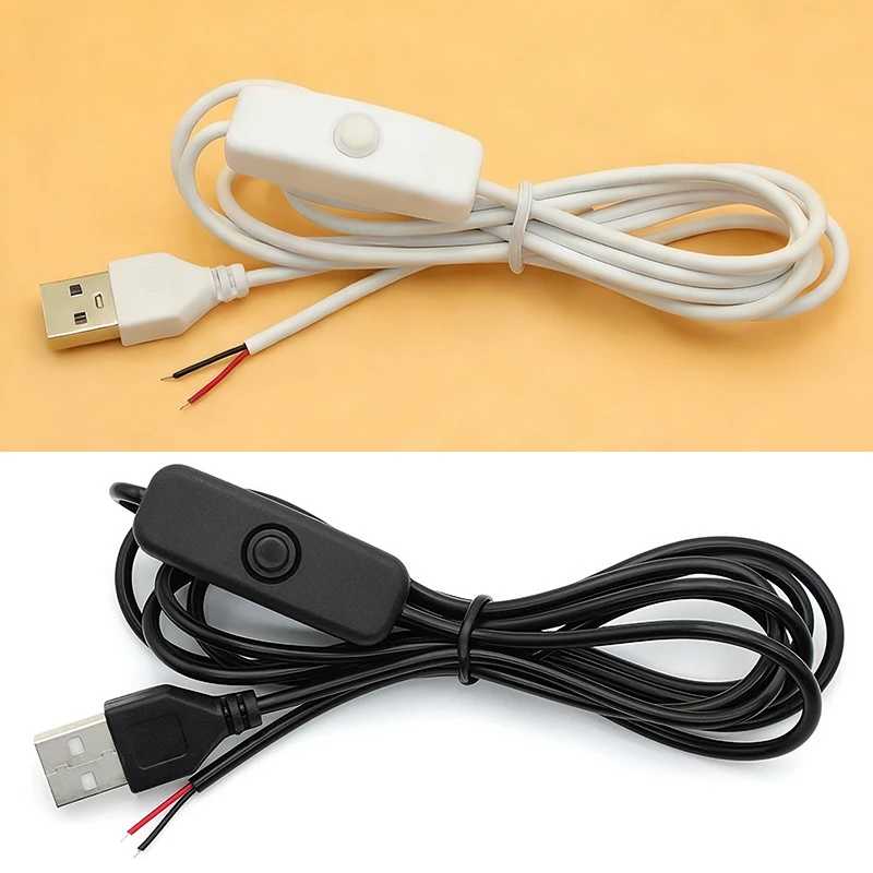 Кабель-удлинитель USB для светодиодной ленты 1,5 м, 2-контактный, с выключателем, 5В, для LED-освещения Электрика