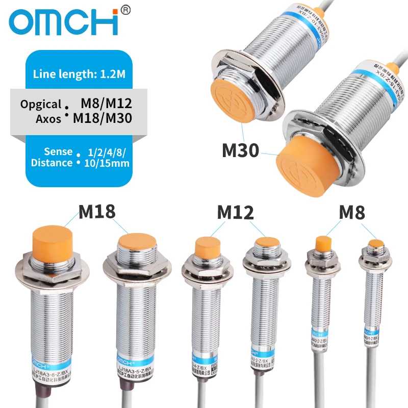OMCH M8 M12 M18 M30 Индуктивный датчик приближения Расстояние обнаружения 1/2 2/4 5/8 8/10 мм NPN PNP NO NC DC 3-проводной 6-36 В Управление промышленной автоматизацией и аксессуары
