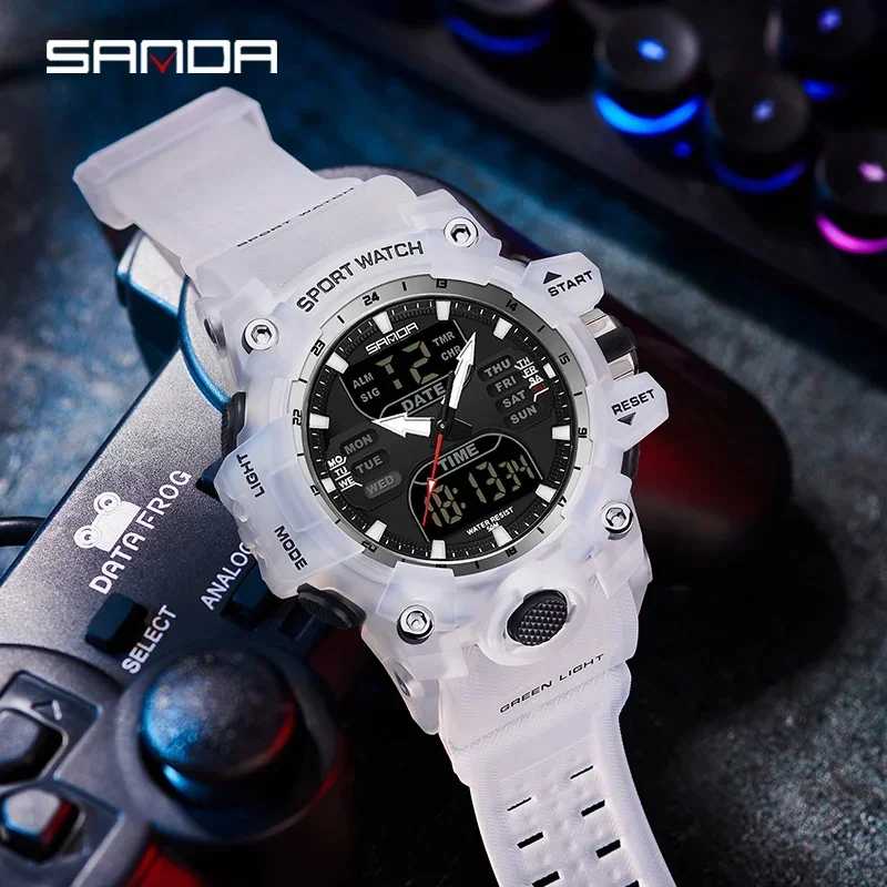 Фотография №1 товара SANDA 6126 цифровые часы с двойным дисплеем, мужские часы, водонепроницаемые