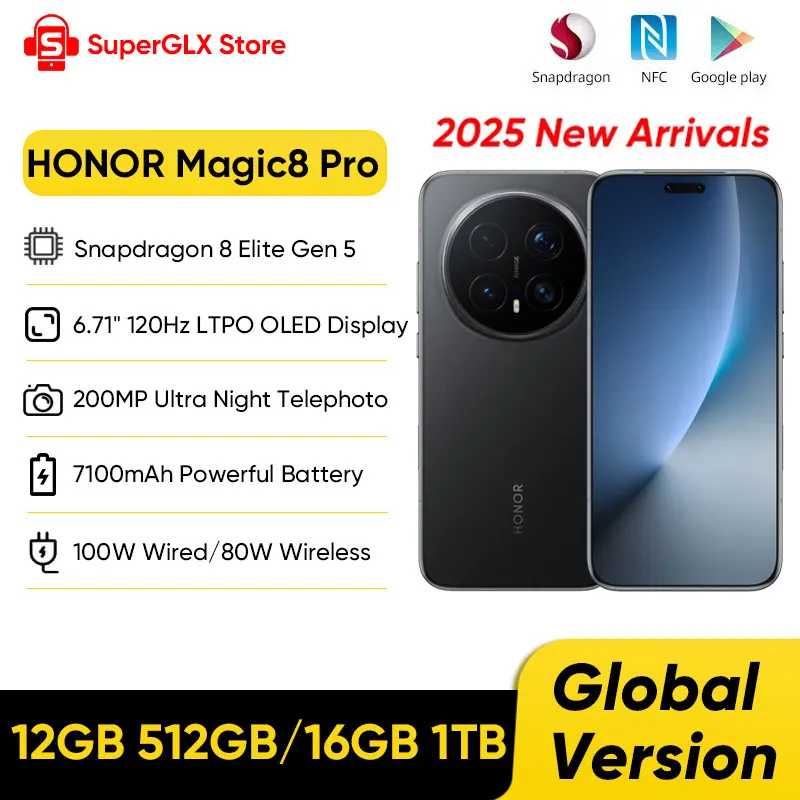 Смартфон Honor Magic8 Pro, 12/512ГБ, 16ГБ/1ТБ, global Мобильные телефоны