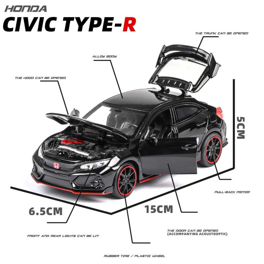 Фотография №1 товара 1/32 Honda Civic Type R игрушечный автомобиль для детей, литая