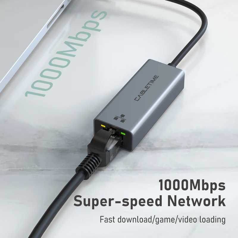 Фотография №1 товара USB-адаптер Ethernet CABLETIME 100/1000 Мбит/с USB 3.0 RJ45, сетевая карта