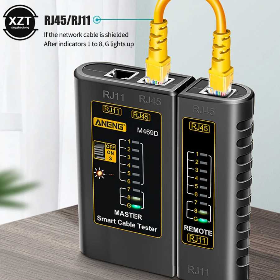Высококачественный тестер сетевого кабеля M469D RJ45, тестер сетевого кабеля RJ45 RJ11 RJ12 CAT5, тестер сетевого кабеля UTP, инструмент для ремонта сети Сетевое оборудование