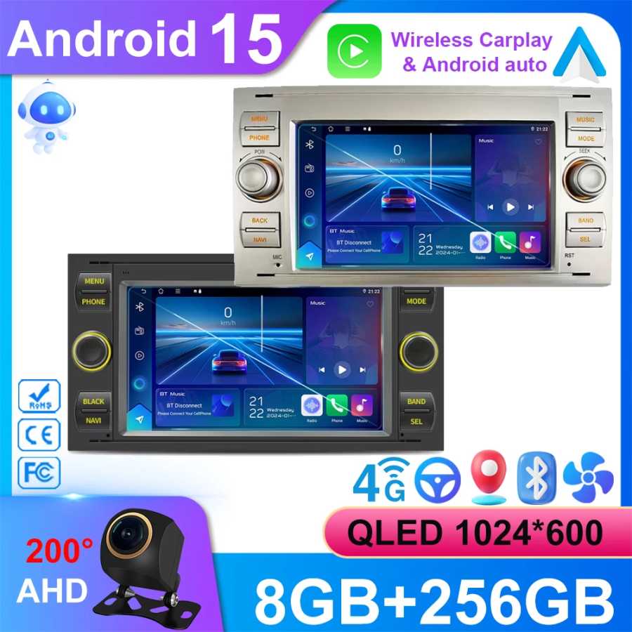 Android15 Автомобильный радиоприемник Wi-Fi Navi для Ford Mondeo S-max Focus C-MAX Galaxy Fiesta Transit Fusion Connect Kuga Мультимедиа GPS BT WIFI Автоэлектроника