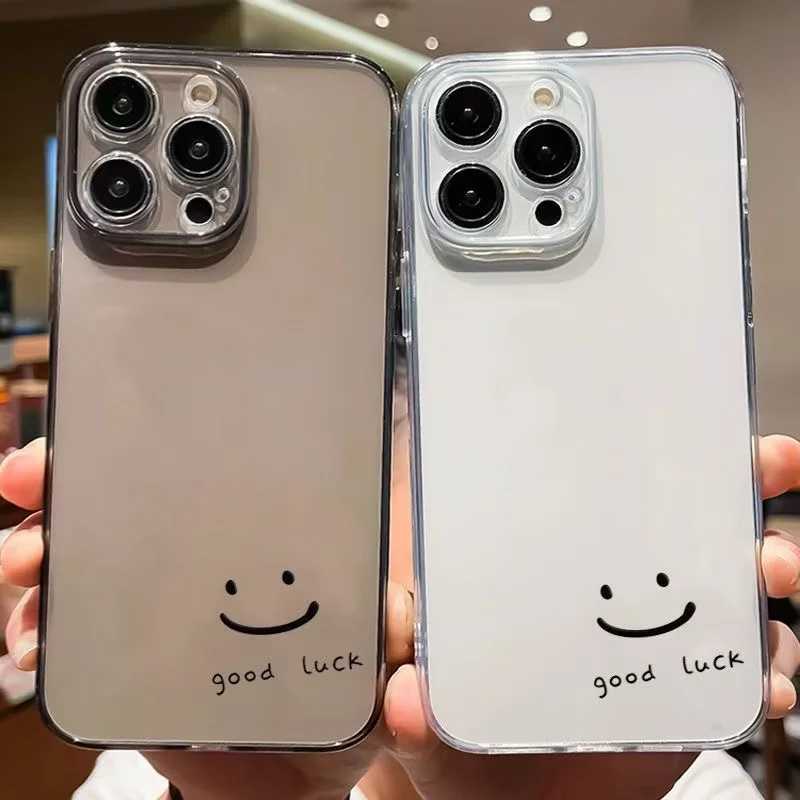 Простой чехол для телефона с улыбающимся изображением удачи для iPhone 17 16 15 14 13 12 11 Pro Max Mini 7 8 Plus, ударопрочный прозрачный чехол Чехлы и чехлы для мобильных телефонов