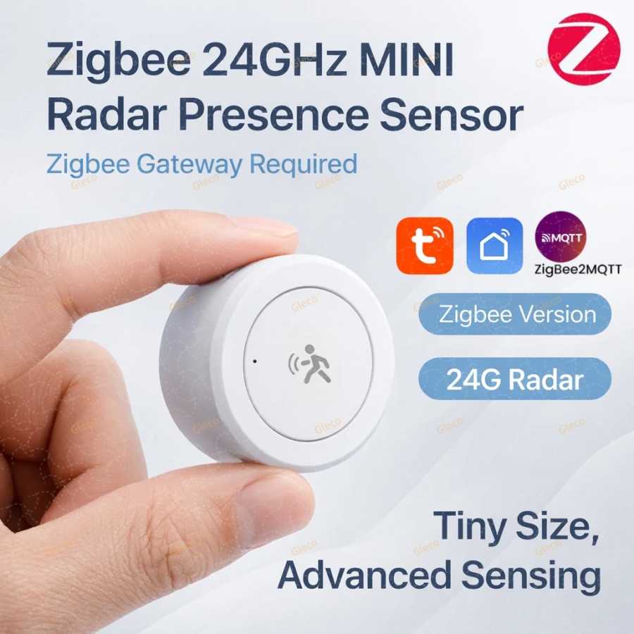 Датчик присутствия человека Zigbee 24G MMWave, микроволновый радарный детектор движения, умный дом, работает с Zigbee2MQTT, приложение TUYA Системы умного дома