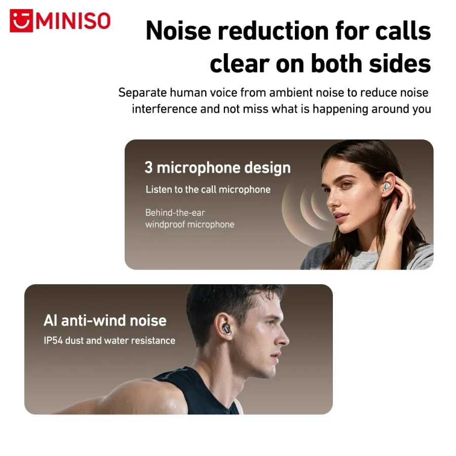 Фотография №2 товара MINISO MS105 Bluetooth наушники-вкладыши мягкие наушники беспроводные наушники водонепроницаемые IPX5