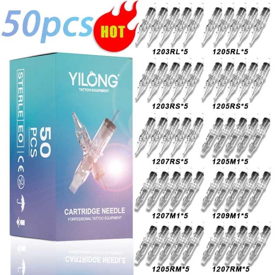 20/50PCS прозрачные иглы картриджа татуировки RL RS M1 CM одноразовые стерилизованные иглы картриджа для снабжения пера машины татуировки Татуировки и боди-арт