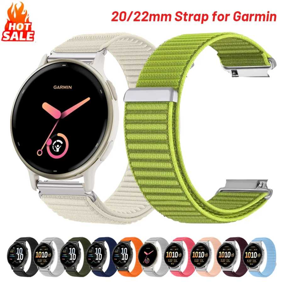 Нейлоновый ремешок 20 мм 22 мм для Garmin Forerunner 255 265 970 165 55/Active 6 5, браслет Correa Garmin Venu 4 3 45 мм/Vivoactive 5 Аксессуары для часов