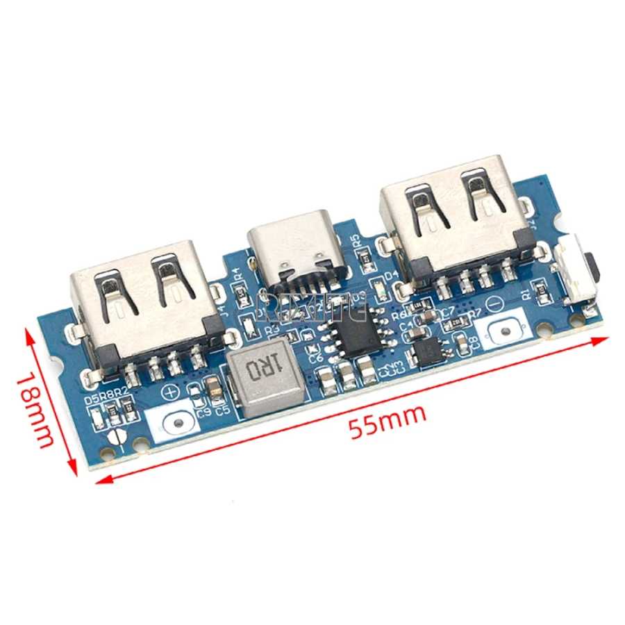 Фотография №1 товара Плата зарядного устройства Micro/Type-C USB 5V 2.4A с двумя портами