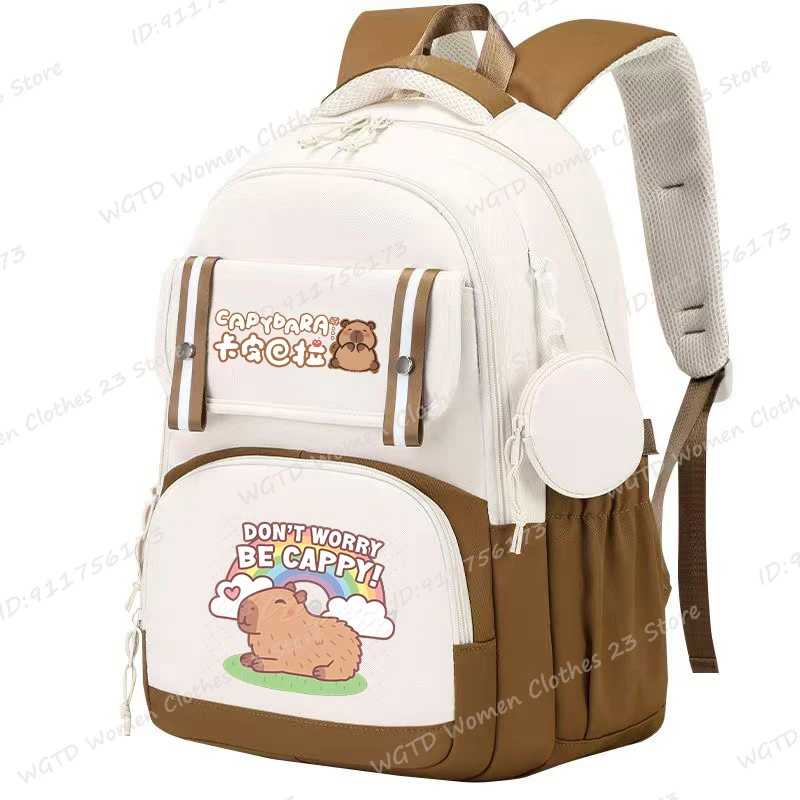 Фотография №4 товара Kawaii Capybara школьный рюкзак для колледжа, школьный повседневный рюкзак, сумка
