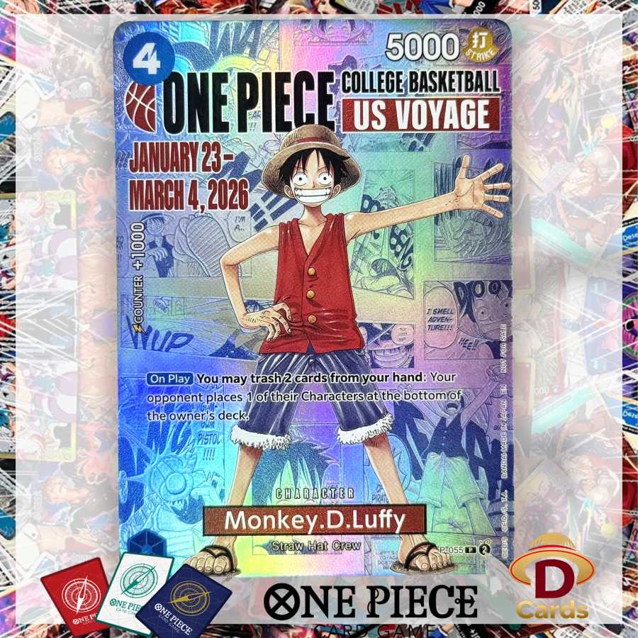 Коллекционная карта One Piece: Аниме-реплика персонажа Луффи из команды Соломенной шляпы, высококачественная карта с фольгированной текстурой, промо-карта для американского колледж-баскетбола Хобби и коллекционирование