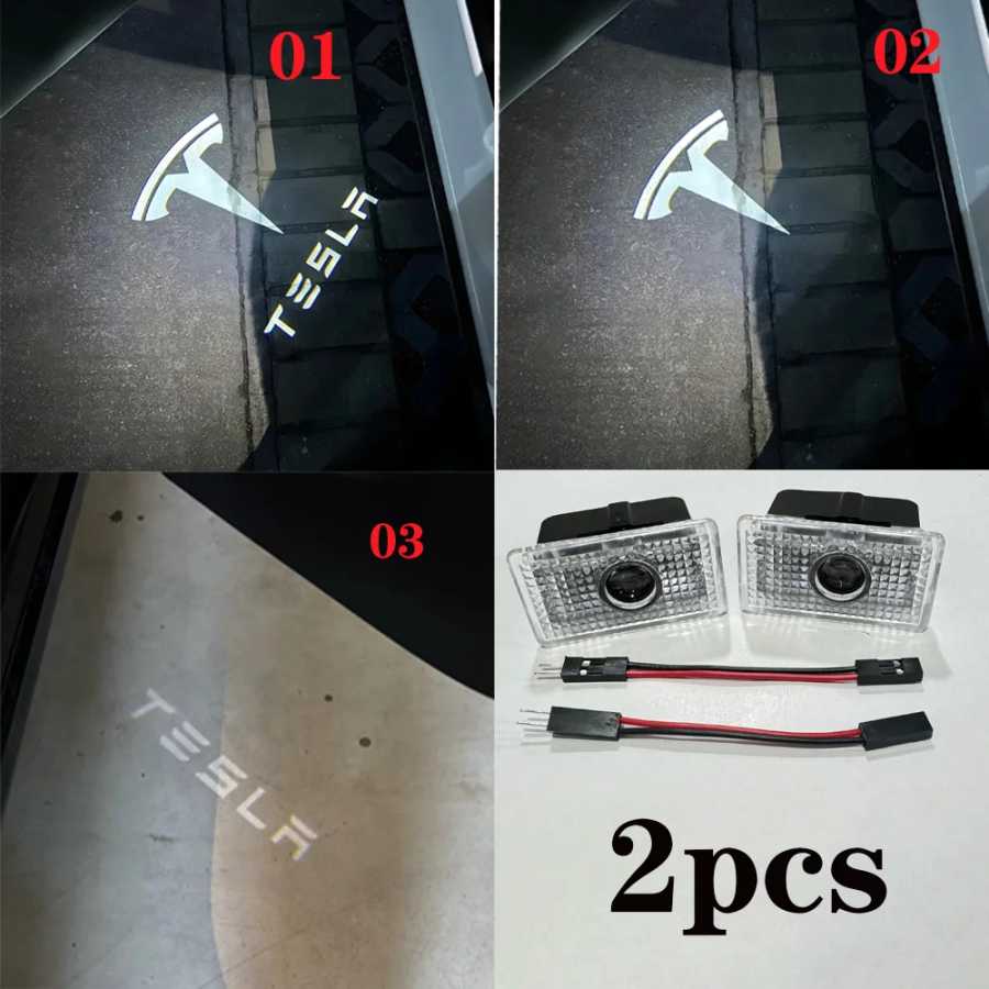2 шт. для Tesla Model Y 2025 Juniper дверные фонари HD проектор Puddle Lights Model 3 Highland LED Laser Ghost Shadow Добро пожаловать Детали экстерьера