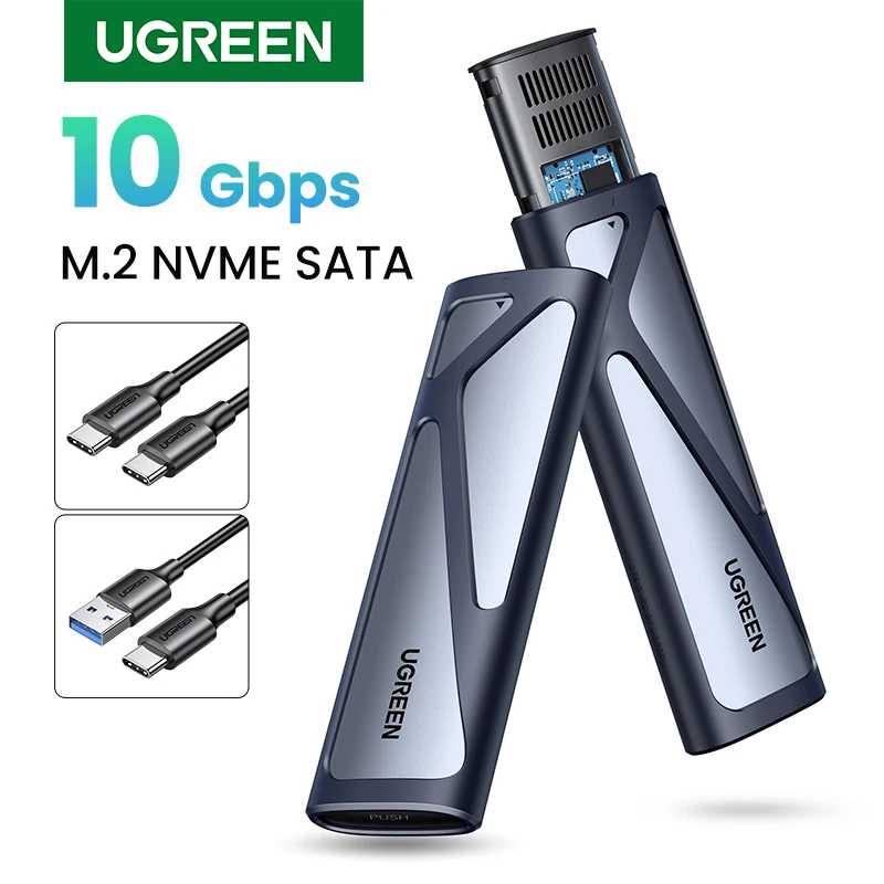 UGREEN Корпус SSD M2 Корпус NVME M.2 к USB Type C 3.1 SSD-адаптер для NVME PCIE NGFF SATA M/B Key SSD Disk Box M.2 SSD Case Хранение данных