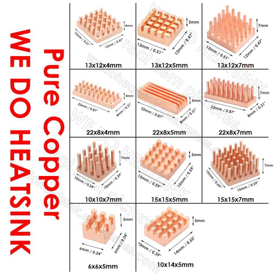 WE DO HEATSINK Маленький крошечный полезный радиатор из чистой меди без или с термопрокладкой для набора микросхем Raspberry Pi Banana Pi IC Компьютерные комплектующие