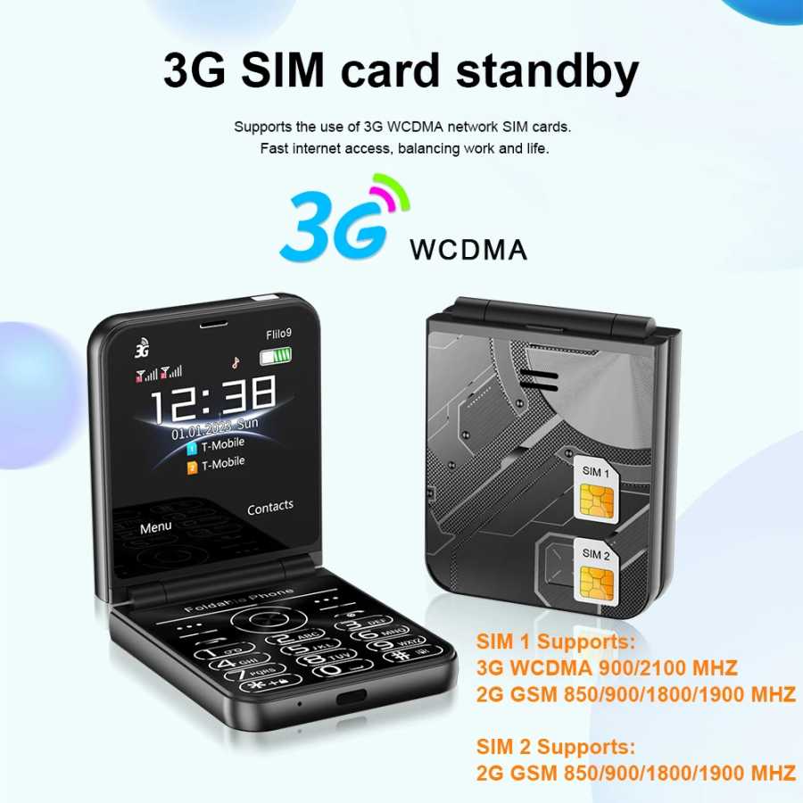 Фотография №3 товара SERVO Flilo9 Складной мобильный телефон 3G WCDMA Фонарик для записи