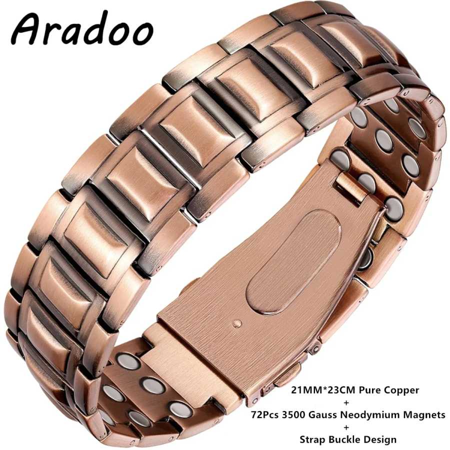 Медный браслет ARADOO 3X Strength с неодимовыми магнитами для мужчин, браслет из чистой меди, ювелирные изделия, подарки Бижутерия
