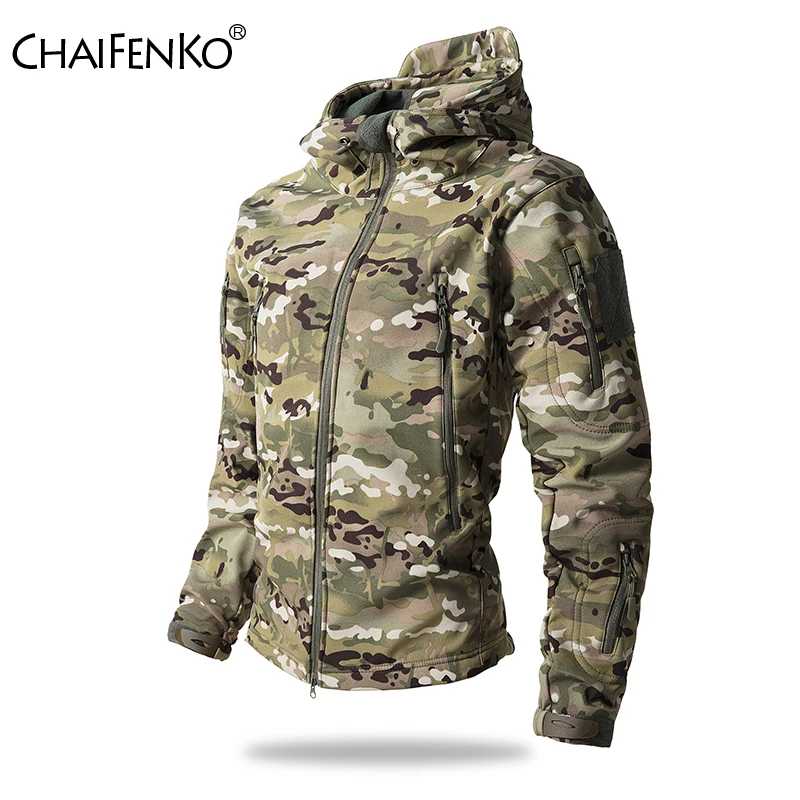Lurker Shark Skin Soft Shell Тактическая куртка Мужская водонепроницаемая флисовая куртка с капюшоном Одежда для охоты Осенняя новая уличная камуфляжная куртка Пальто и куртки