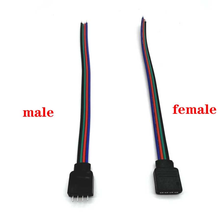 Фотография №2 товара 4-контактный разъем для светодиодной ленты (мужской/женский), кабель-адаптер, длина 15 мм,