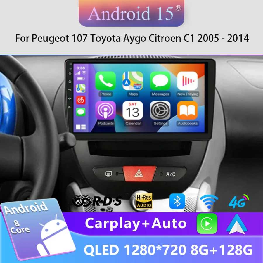 Для Peugeot 107 для Toyota Aygo Citroen C1 2005-2014 Android Автомобильный мультимедийный видеоплеер Навигация GPS 4G Carplay 2 Din Стерео Автоэлектроника