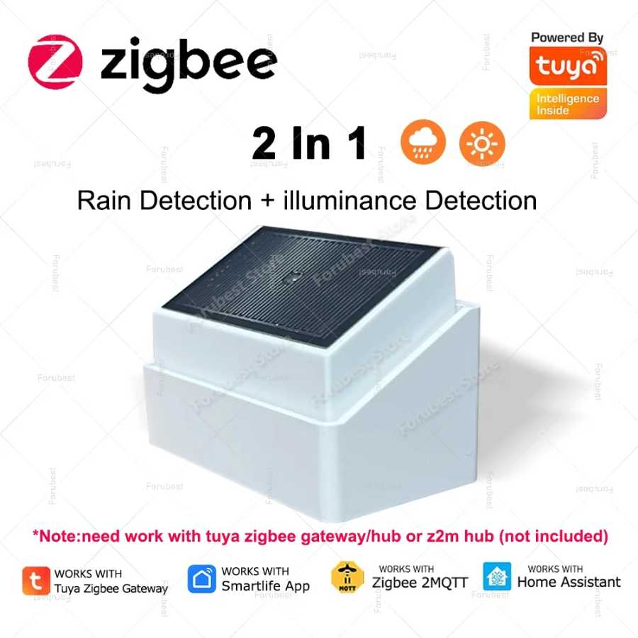 2 в 1 Zigbee детектор дождя датчик дождя с яркостью обнаружения света для Tuya/домашнего помощника/Zigbee2MQTT связь сцен Доступ к автоматизации здания
