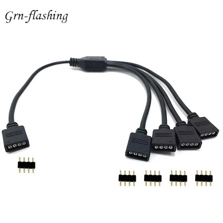 4-контактный разъем для светодиодной ленты RGB от 1 до 1 2 3 4 5 разъем питания Разветвитель кабеля 4-контактный игольчатый гнездовой разъем провод для светодиодной ленты RGB Электрика