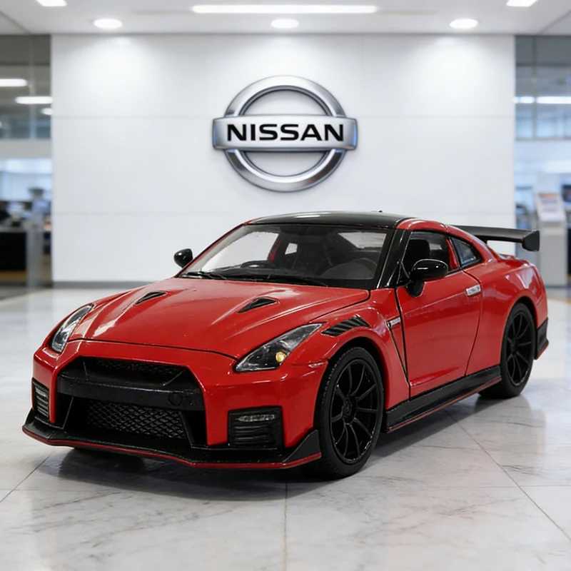 Машинка-модель Nissan GTR R35 NISMO 1:32, литая из металла, со звуком и светом, для детей Играйте в транспортные средства и модели