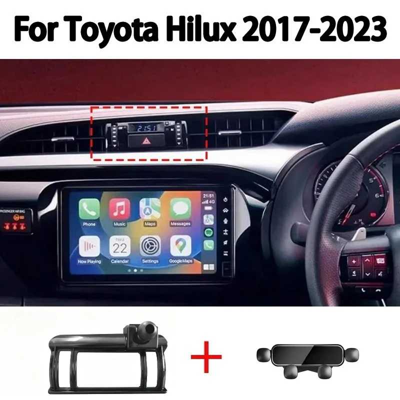Держатель для мобильного телефона в автомобиль для Toyota Hilux 2017-2022, 2023: специальное фиксирующее крепление, беспроводное зарядное устройство, основание для навигационного кронштейна Аксессуары для салона