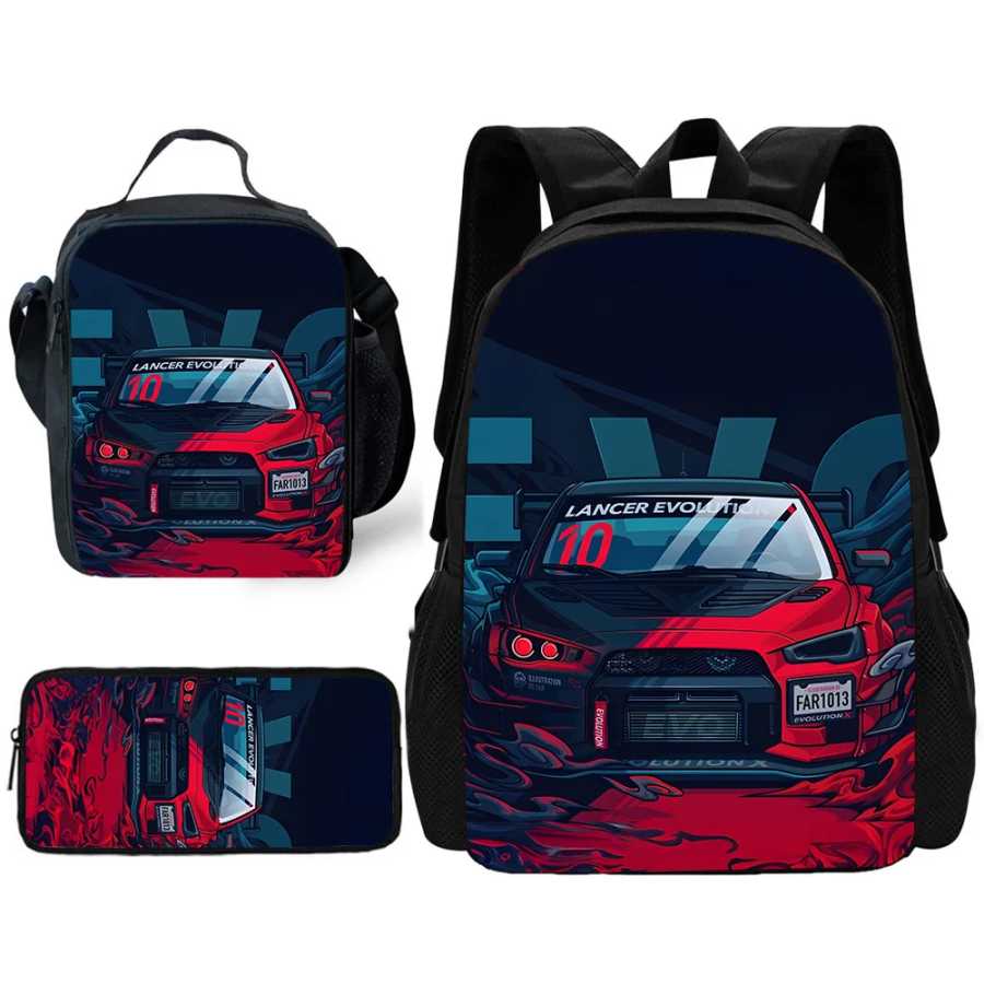 Child School Fashion Luxury sports cars Backpack with Lunch Bags ,Pencil Bags ,School Bags for Boys Girls Best Gift Детский Сумки